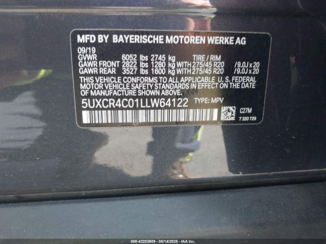 5UXCR4C01LLW64122 BMW X5 Sdrive40i