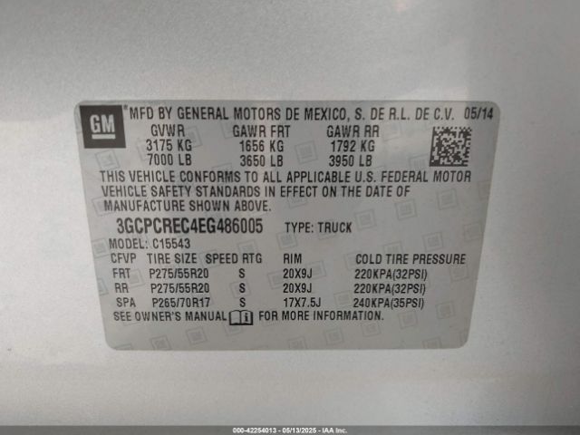 3GCPCREC4EG486005 Chevrolet Silverado 1500 Lt