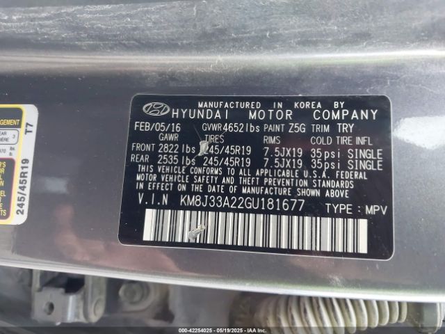 KM8J33A22GU181677 Hyundai Tucson Limited
