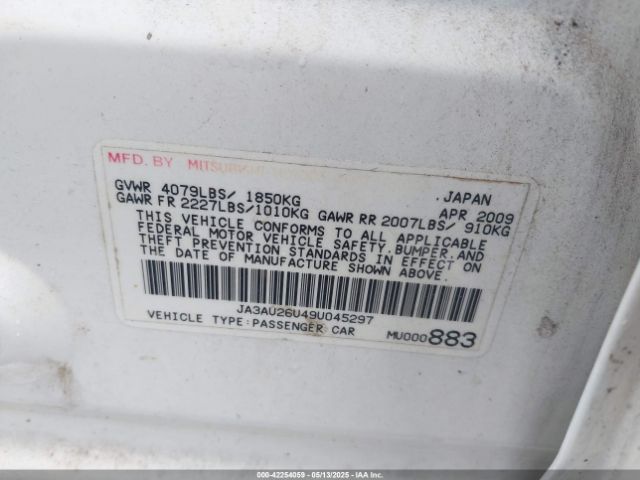 2009 MITSUBISHI LANCER JA3AU26U49U045297 Photo 8