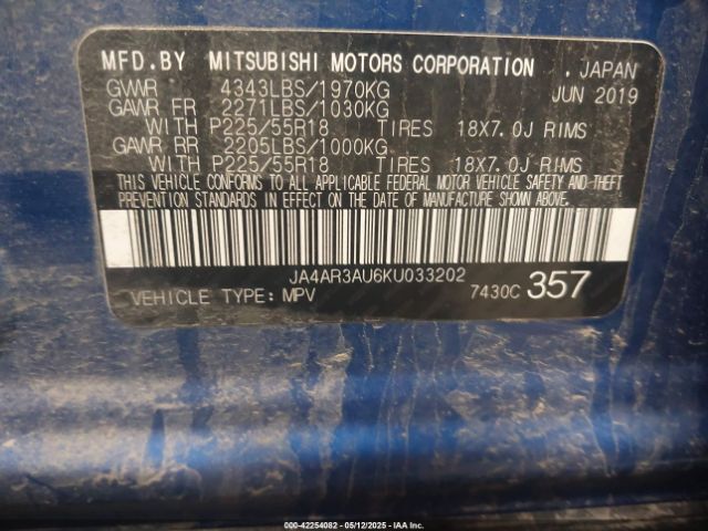 2019 MITSUBISHI OUTLANDER SPORT JA4AR3AU6KU033202 Photo 8