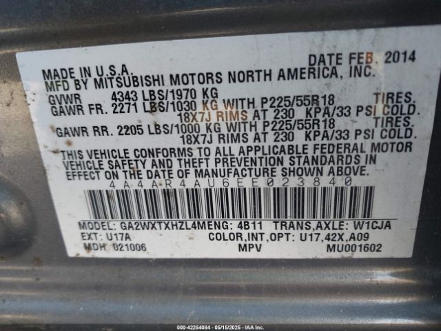2014 MITSUBISHI OUTLANDER SPORT 4A4AR4AU6EE023840 Photo 8