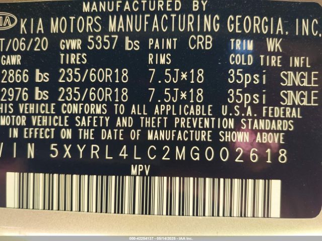 2021 KIA SORENTO 5XYRL4LC2MG002618 Photo 8