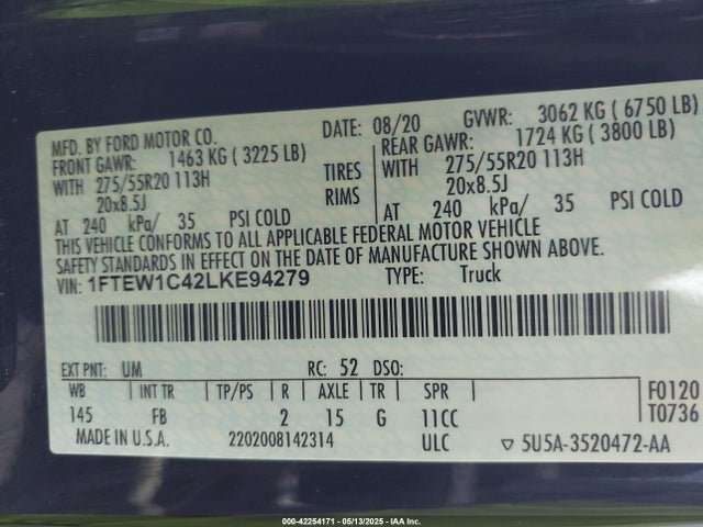 1FTEW1C42LKE94279 Ford F-150 Xlt