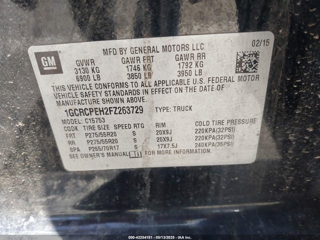 1GCRCPEH2FZ263729 Chevrolet Silverado 1500 Wt