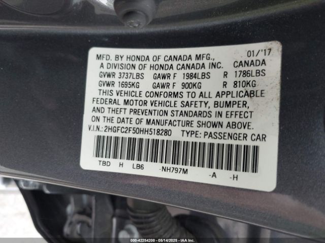2HGFC2F50HH518280 Honda Civic Lx