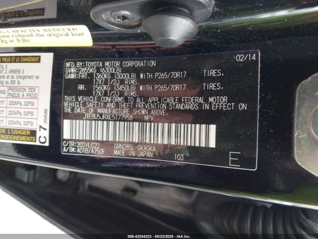 2014 TOYOTA 4RUNNER JTEBU5JRXE5177958 Photo 8
