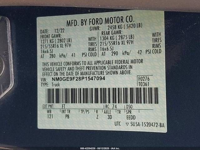 Ford gdi 2023 NM0GE9F28P1547094 Image 9