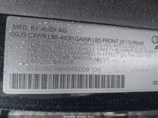 2004 AUDI A4 WAUAC48H04K008104 Photo 8