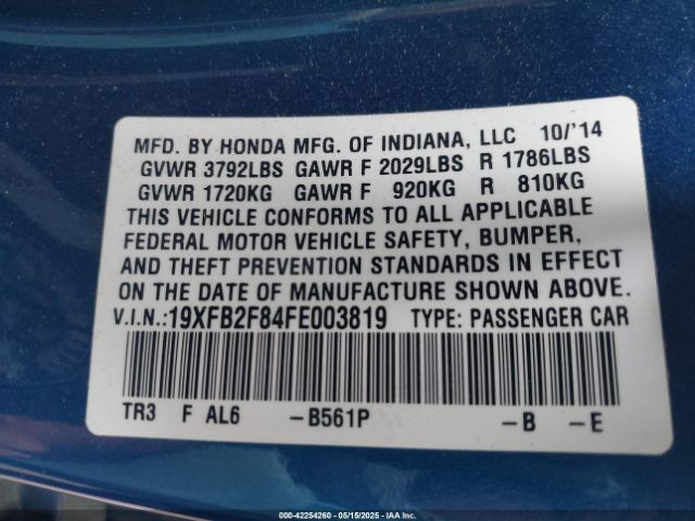 19XFB2F84FE003819 Honda CIVIC EX