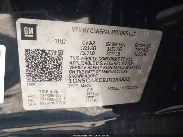 1GNSCAKC9JR183853 Chevrolet Tahoe Ls
