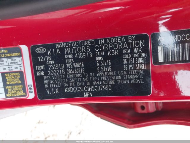KNDCC3LC1H5037990 KIA NIRO EX