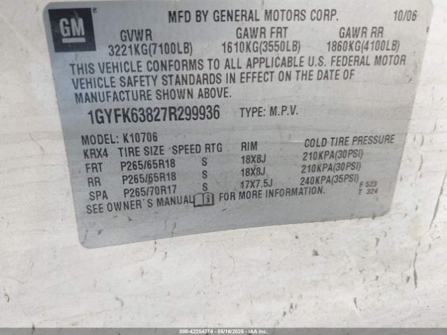 2007 CADILLAC ESCALADE 1GYFK63827R299936 Photo 8