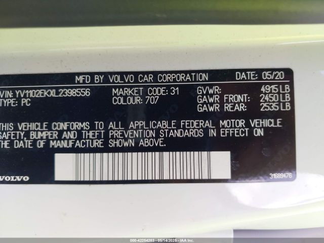 2020 VOLVO V60 YV1102EKXL2398556 Photo 8