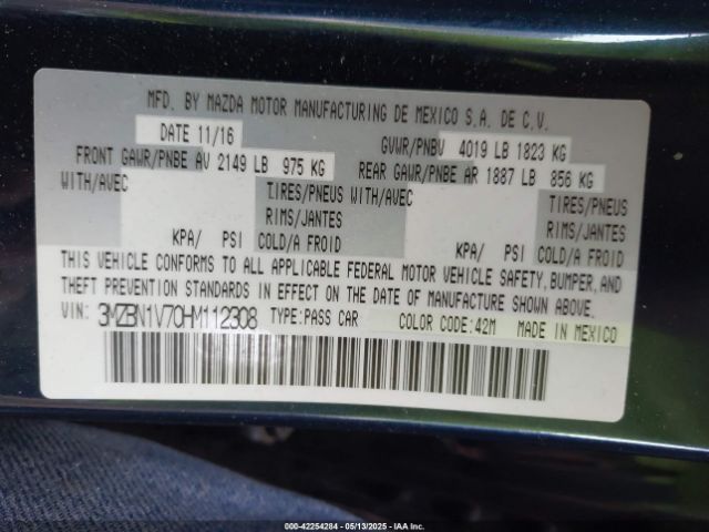 3MZBN1V70HM112308 Mazda Mazda3 Touring