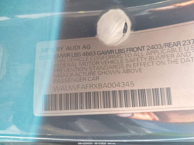 2011 AUDI A5 WAUWFAFRXBA004345 Photo 8