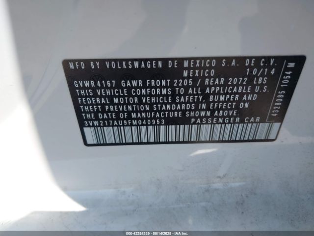 3VW217AU9FM040953 Volkswagen Golf Tsi S 4-door