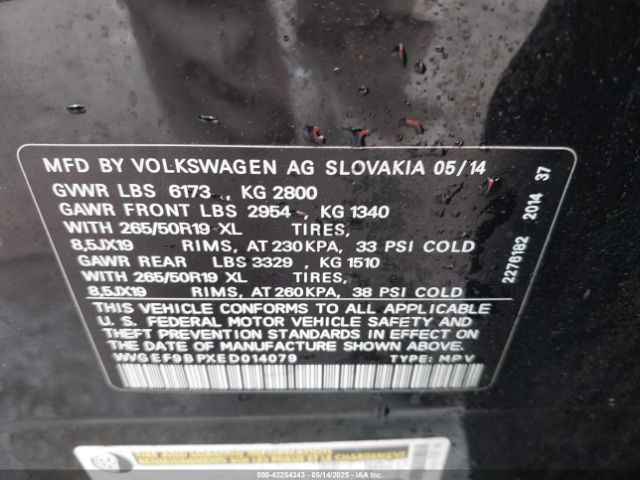 WVGEF9BPXED014079 Volkswagen Touareg 3.6l Lux