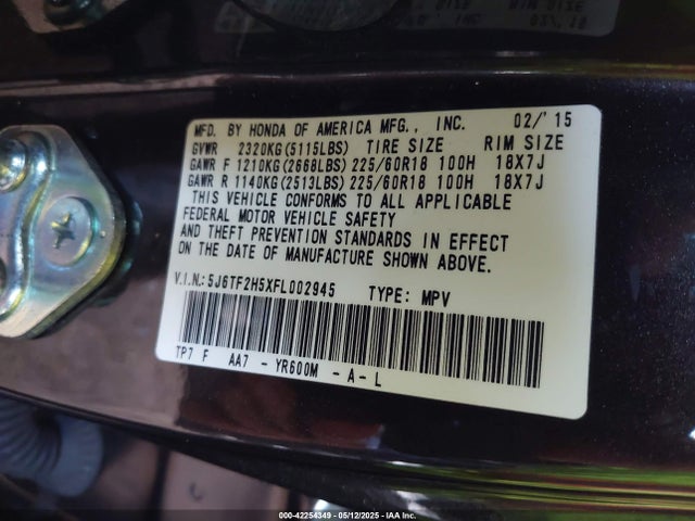 5J6TF2H5XFL002945 Honda Crosstour Ex-l V6