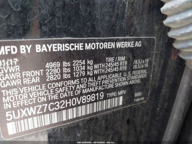 2017 BMW X3 5UXWZ7C32H0V89819 Photo 8