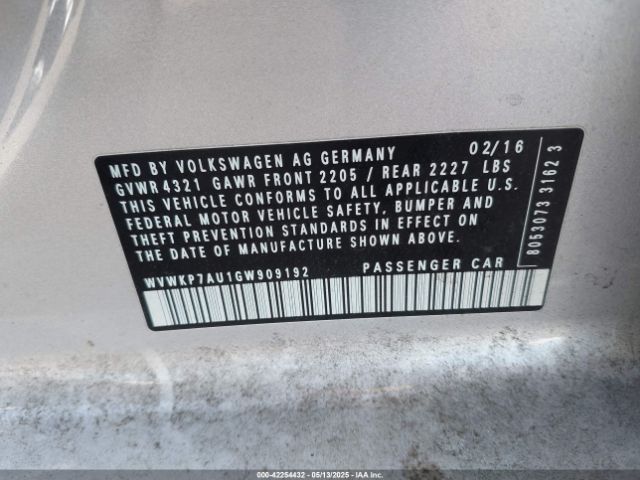 2016 VOLKSWAGEN E-GOLF WVWKP7AU1GW909192 Photo 8