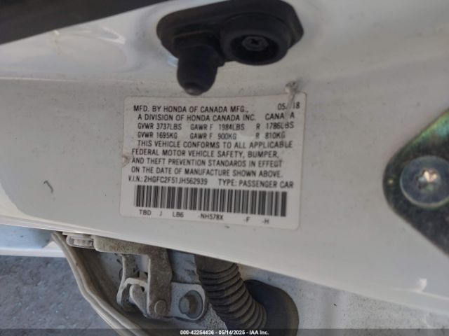 2HGFC2F51JH562939 Honda Civic Lx