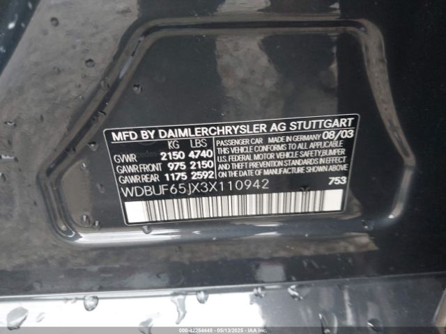 2003 MERCEDES-BENZ E 320 WDBUF65JX3X110942 Photo 8