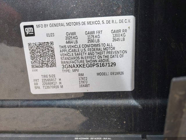 3GNAXKEG0PS167129 Chevrolet lsd