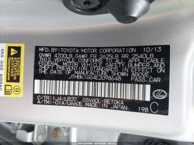 JTHBK1GG4E2098648 Lexus ES 350