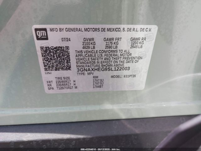3GNAXHEG9SL122003 Chevrolet Equinox Fwd Lt