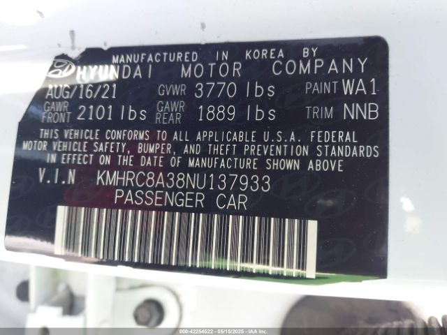 KMHRC8A38NU137933 Hyundai Venue Limited