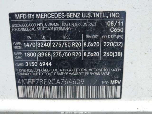 2012 MERCEDES-BENZ GL 450 4JGBF7BE9CA764609 Photo 8