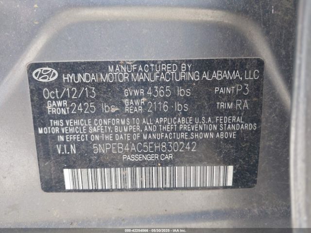 5NPEB4AC5EH830242 Hyundai SONATA GLS
