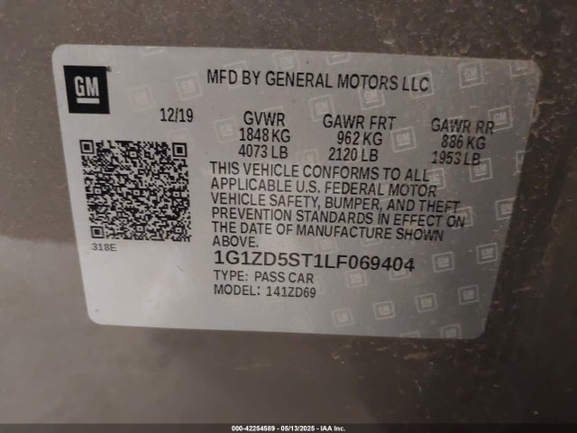 1G1ZD5ST1LF069404 Chevrolet Malibu Fwd Lt