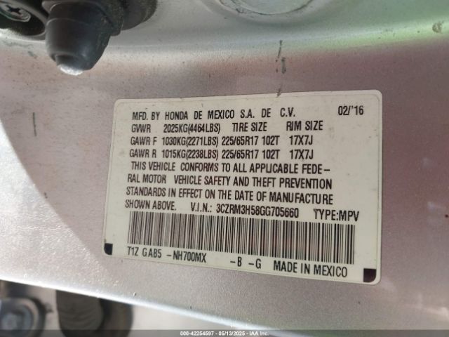 3CZRM3H58GG705660 Honda CR-V EX