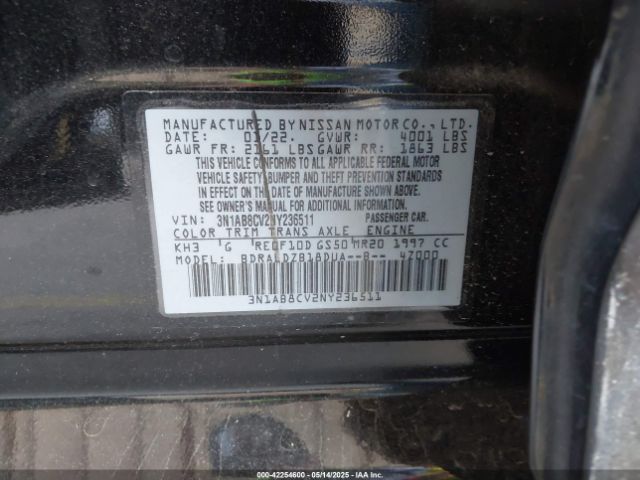 3N1AB8CV2NY236511 Nissan Sentra