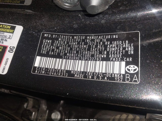 Toyota Corolla Le Plus 2016 5YFBURHE1GP532763 Image 9