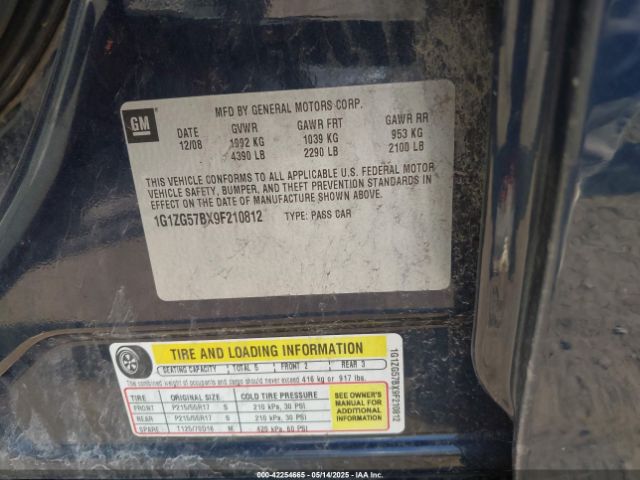 2009 CHEVROLET MALIBU 1G1ZG57BX9F210812 Photo 8