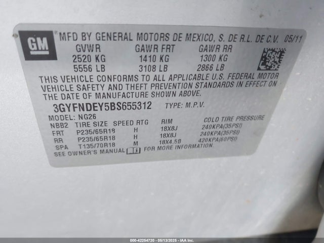 2011 CADILLAC SRX 3GYFNDEY5BS655312 Photo 8