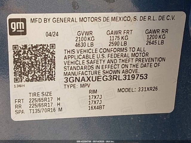 3GNAXUEG3RL319753 Chevrolet Equinox Awd Lt