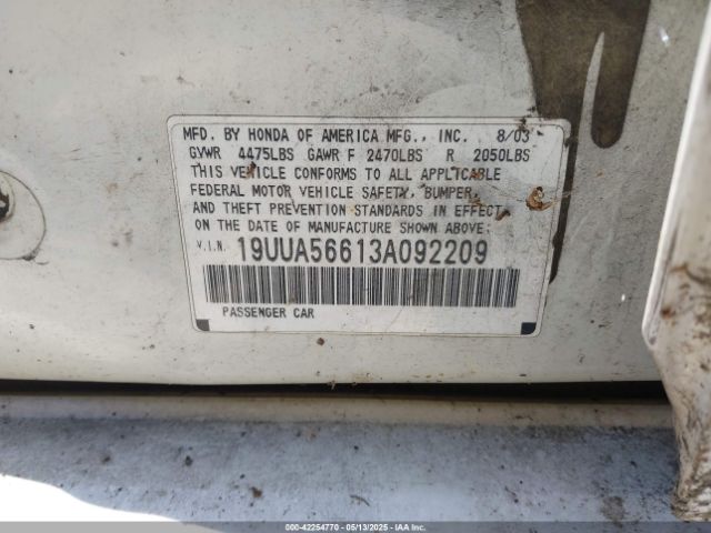 2003 ACURA TL 19UUA56613A092209 Photo 8