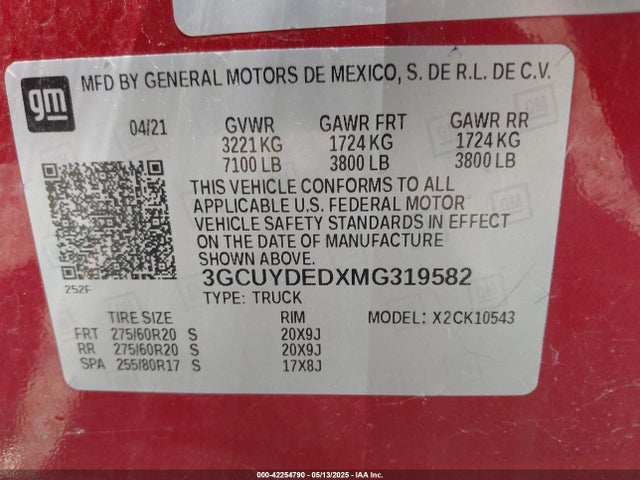 3GCUYDEDXMG319582 Chevrolet l84 - di, alum, gen 5, var 2