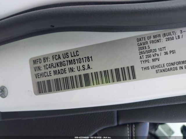 2021 JEEP GRAND CHEROKEE L 1C4RJKBG7M8101781 Photo 8