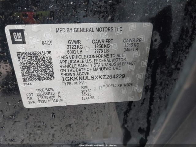 1GKKNULSXKZ264229 GMC Acadia Slt-1