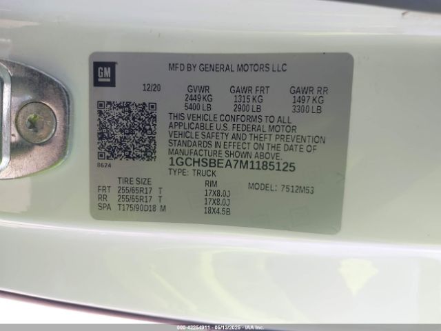 1GCHSBEA7M1185125 Chevrolet Colorado 2wd  Long Box Wt