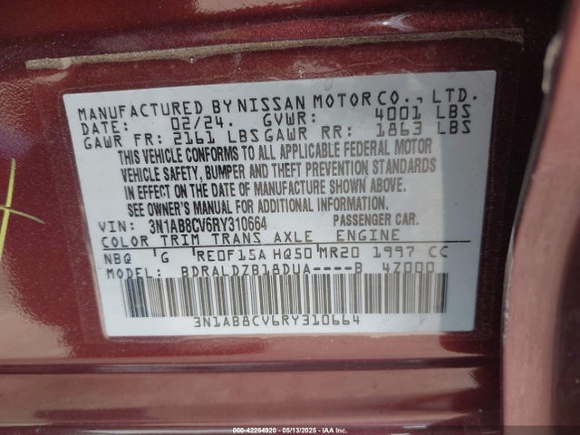 3N1AB8CV6RY310664 Nissan Sentra Sv Xtronic Cvt