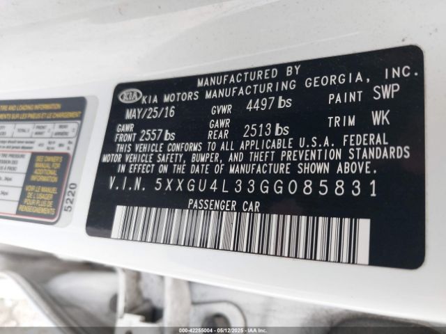 5XXGU4L33GG085831 KIA OPTIMA EX