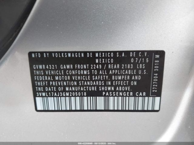 3VWL17AJ3GM205018 Volkswagen Jetta 1.8t Sel Premium