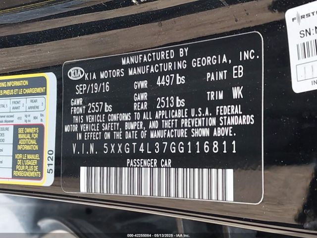 5XXGT4L37GG116811 KIA Optima Lx