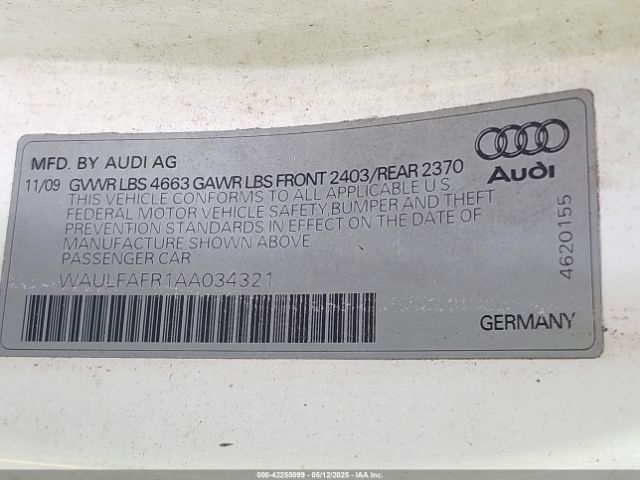 2010 AUDI A5 WAULFAFR1AA034321 Photo 8